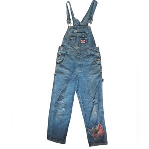 REVOLT VTG Distressed Denim Butterfly Patch Overalls | SZ L